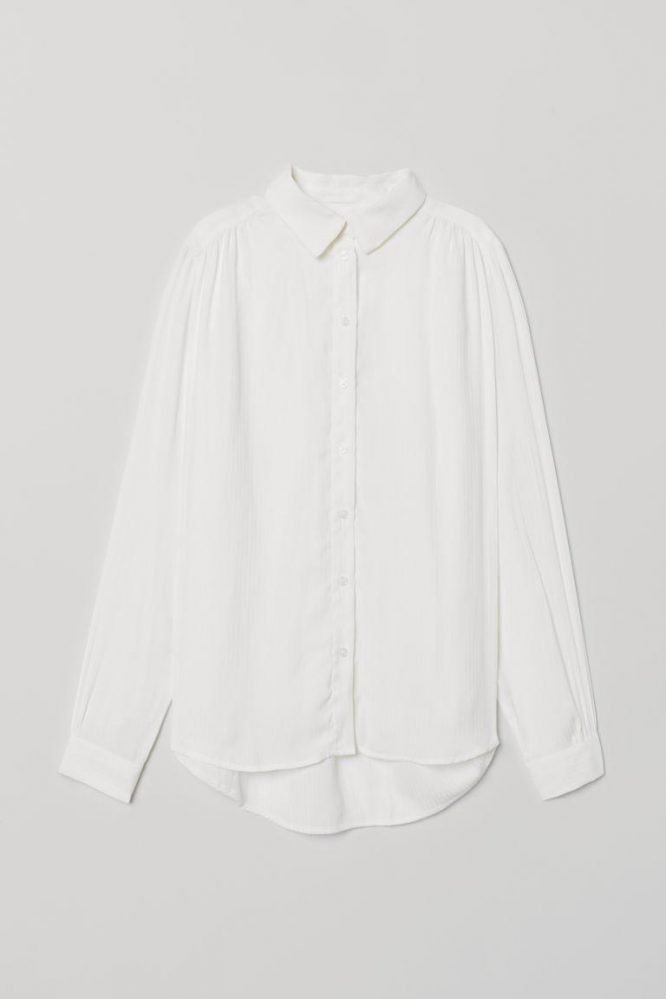 White long sleeve Blouse Top Shirt sweater sweatshirt dress pant trouser shorts socks sweatpants hoodie coat Jacket belt necklace bracelet earrings rings bag shoes scarf tie boxers clip pins formal suit skirt wallet