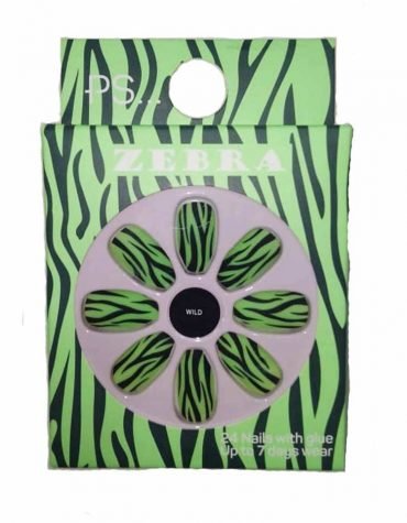 primark-Wild Green Striped Zebra Nails