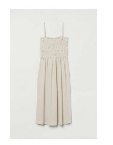 H&M - Smocking detail dress Light beige