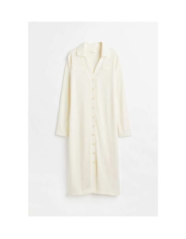 H&M -Long rib-knit dress Cream