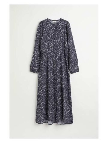 H&M -Batwing-sleeved dress Dark blue/Floral