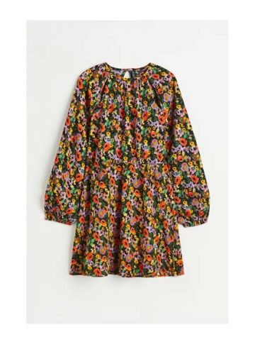 H&M -Cut-out crêpe dress Black/Floral