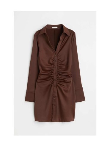 H&m -Draped crêpe dress Dark brown