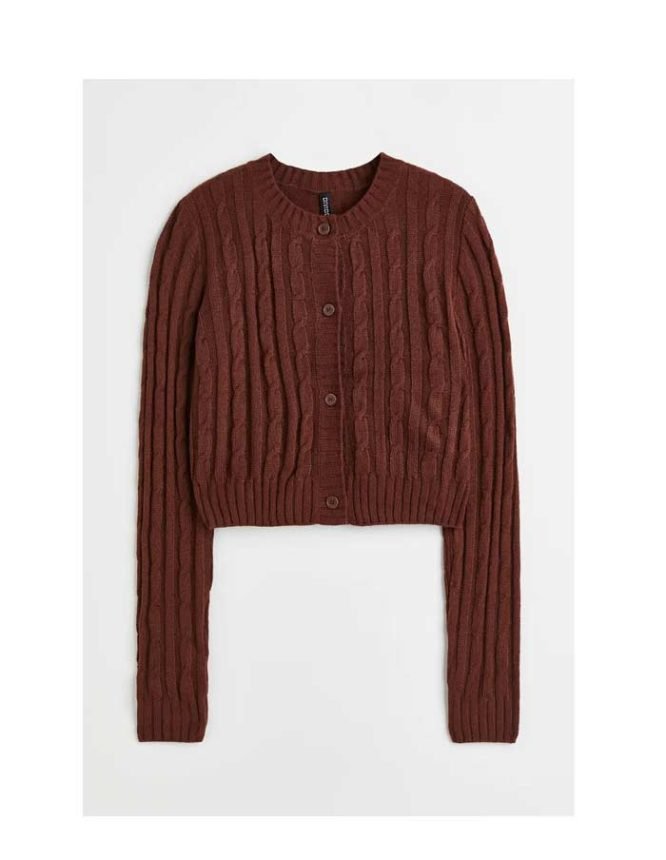 H&M -Cable Knit Cardigan Dark brown