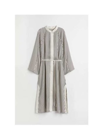 H&M -Tie-detail dress White/Black striped
