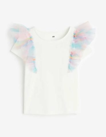 H&M -Flounce-trimmed top White