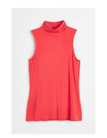 H&M -Sleeveless polo-neck top Coral