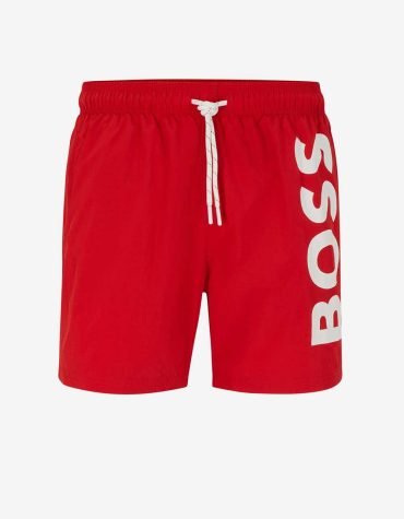 HUGO BOSS - QUICK DRY SWIM SHORTS WITH LARGE LOGO PRINT