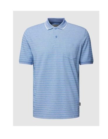 Bugatti -Polo shirt with striped pattern in blue
