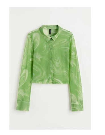 H&M -Mesh shirt Lime/marble pattern