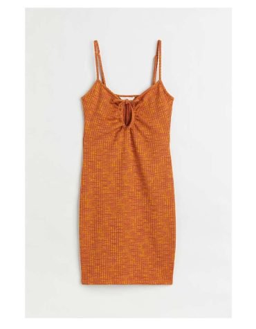 H&M -Ribbed jersey bodycon dress Orange marl