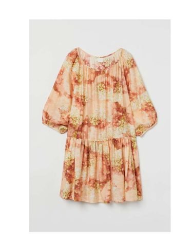 H&M -Airy Dress Light beige/hydrangea
