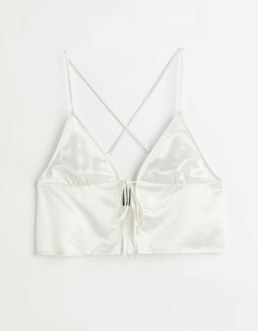 H&M -Tie-detail satin top White