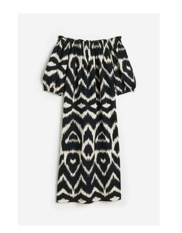 H&M -Off-the-shoulder Dress Black/patterned