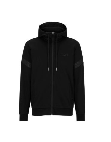 HUGO BOSS - Cotton-blend zip-up hoodie with logo tape