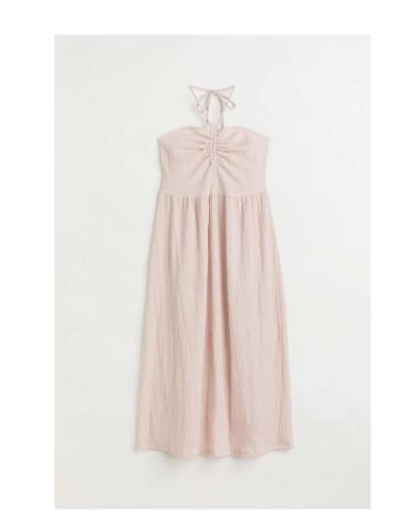 H&M -Crinkled Halterneck Dress Light beige
