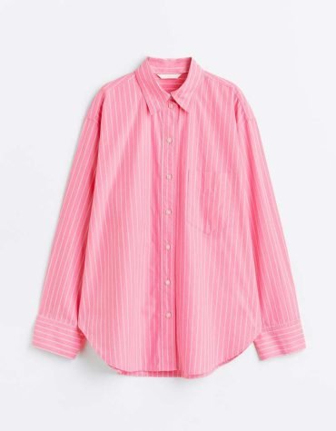 H&M -Cotton Poplin Shirt Pink/striped