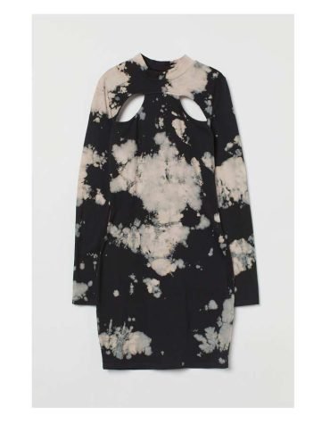 H&M -Jersey Bodycon Dress Black/Tie dye