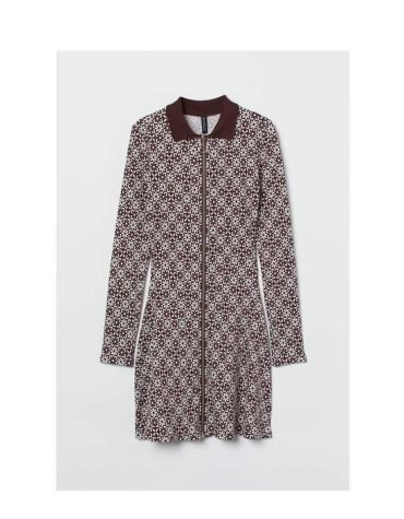 H&M -Collared dress Dark brown/Floral