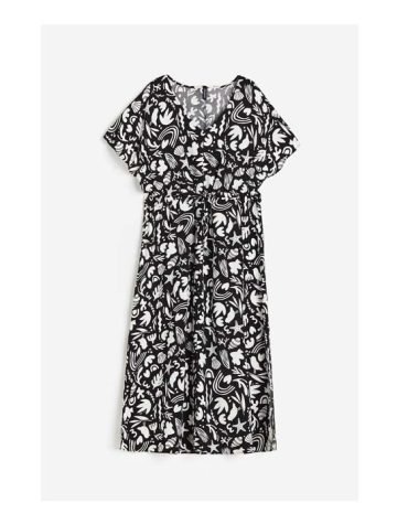 H&M -Drawstring-detail Dress Black/patterned