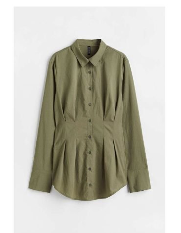 H&M -Tapered-waist Shirt Khaki green