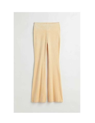 H&M -Ribbed Velour Leggings Light yellow