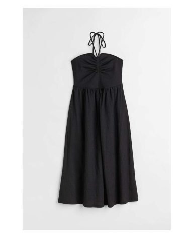 H&m -Crinkled halterneck dress Black
