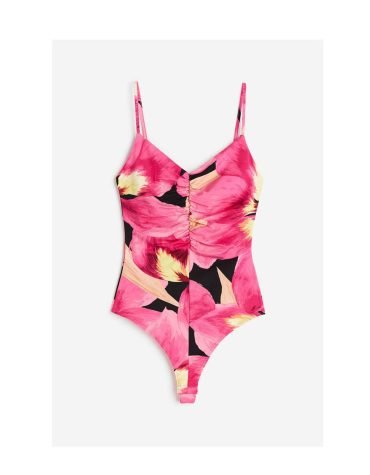 H&M -Gathered thong body Cerise/Orchids