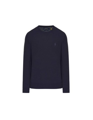 Original POLO RALPH LAUREN-Blue wool crew neck sweater