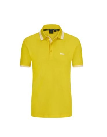 Original Hugo BOSS - GREEN Cotton polo shirt Paddy, Regular Fit, yellow