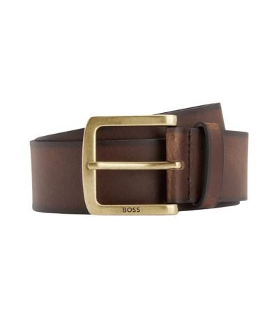 Original HUGO BOSS -LEATHER BELT WITH BRANDED PIN BUCKLE