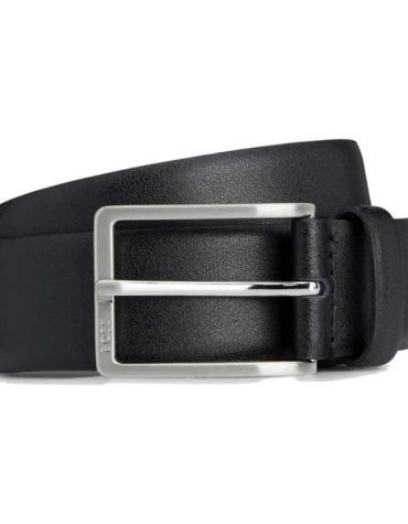Original Hugo Boss -Erman Italian-Made Leather Belt With Engraved-Logo Buckle