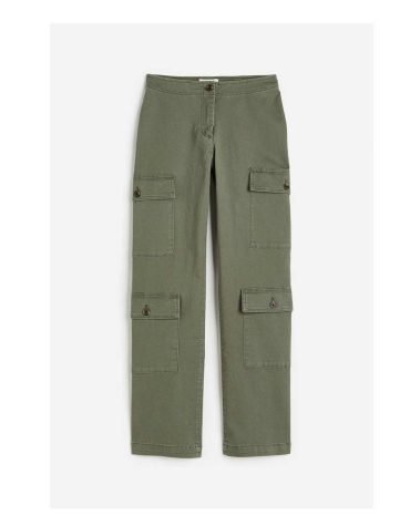 Original H&M -Cotton Twill Cargo Pants Color - Khaki green