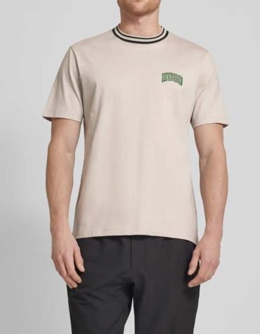 Original HUGO BOSS -T-Shirt mit Label-Stitching in stein