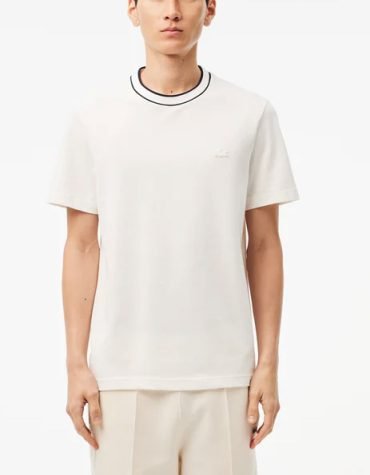 Original Lacoste -Stretch Piqué Stripe Collar T-shirt