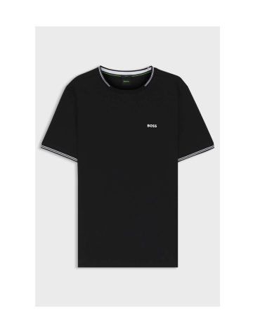 Original Hugo BOSS -Stretch-cotton T-shirt with stripes and logo