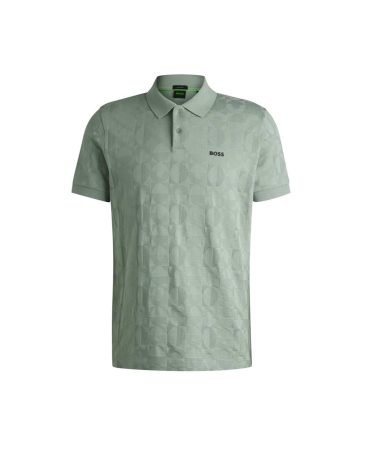 Original Hugo boss - BOSS - Cotton polo shirt with circle jacquard - Light Green