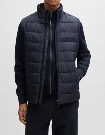 Original Hugo BOSS-Water-repellent gilet with tonal logo - Navy