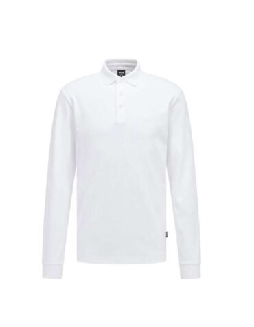 Original Hugo BOSS-Regular Fit longsleeve polo shirt white, One Colour